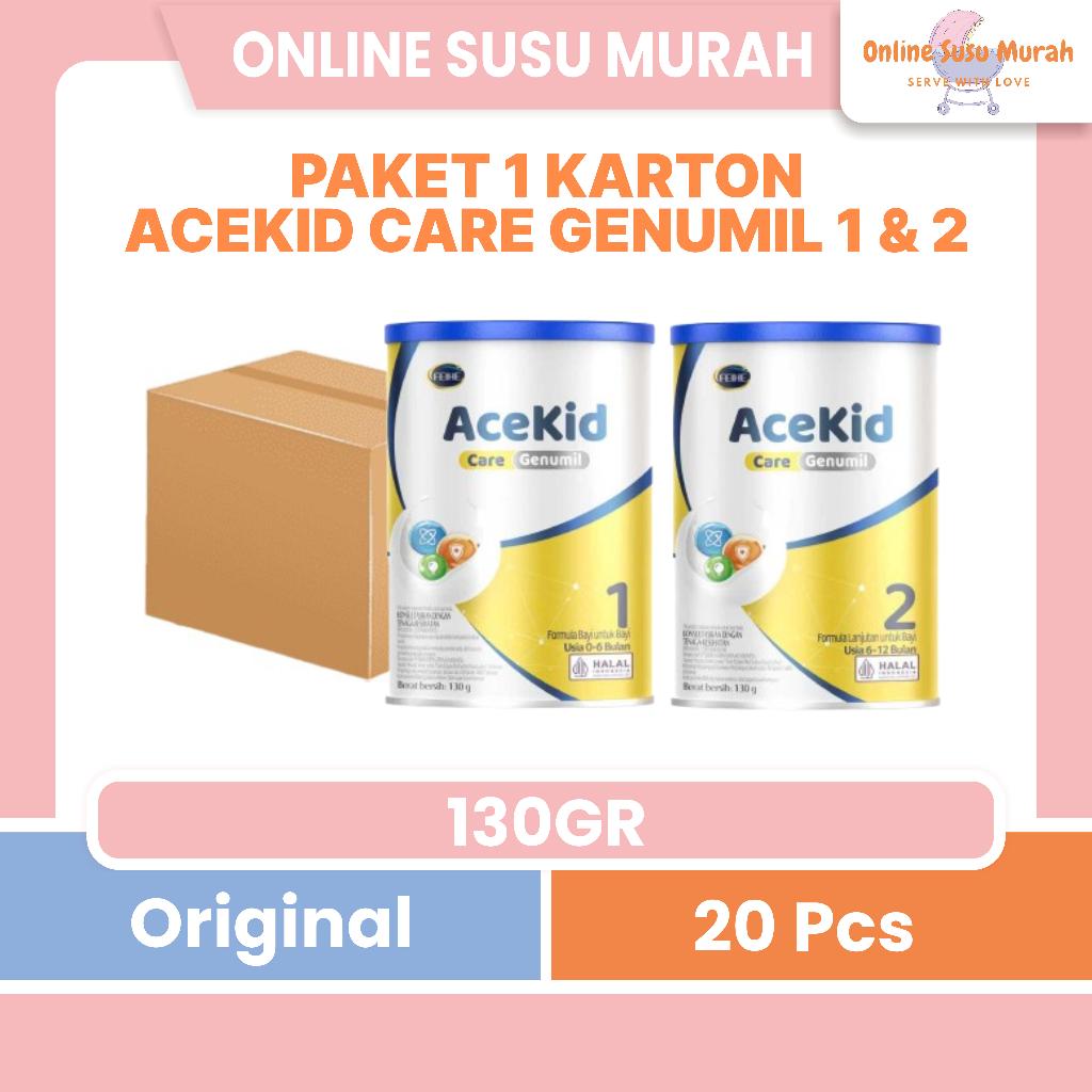 ACEKID CARE PAKET 1 KARTON 20 PCS GENUMIL 130 GR ORIGINAL 1+ 2+ FEIHE ACE KID SUSU FORMULA BAYI SSKL