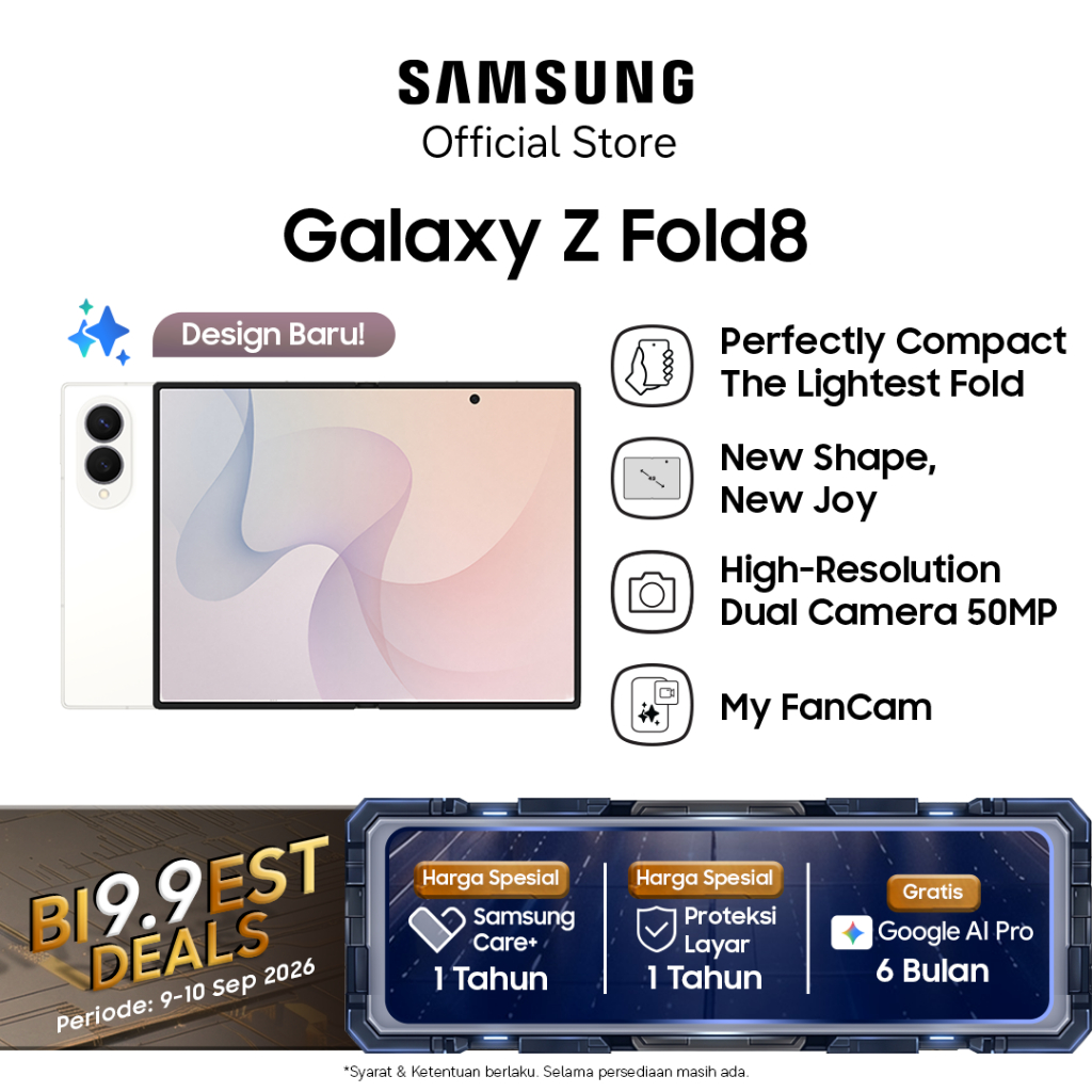 Samsung Galaxy Z Fold8 [16GB/1TB] - Cream | Hp AI | 4800mAh | Desain Terbaru