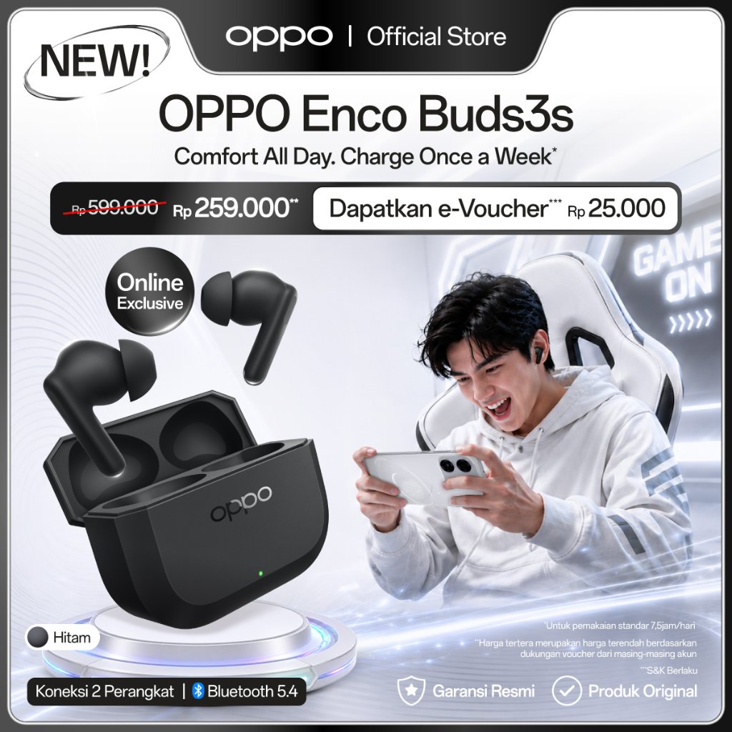 Jual [NEW] OPPO Enco Buds3s True Wireless Earbuds [Comfort All Day. Charge Once a Week] | Shopee Indonesia
