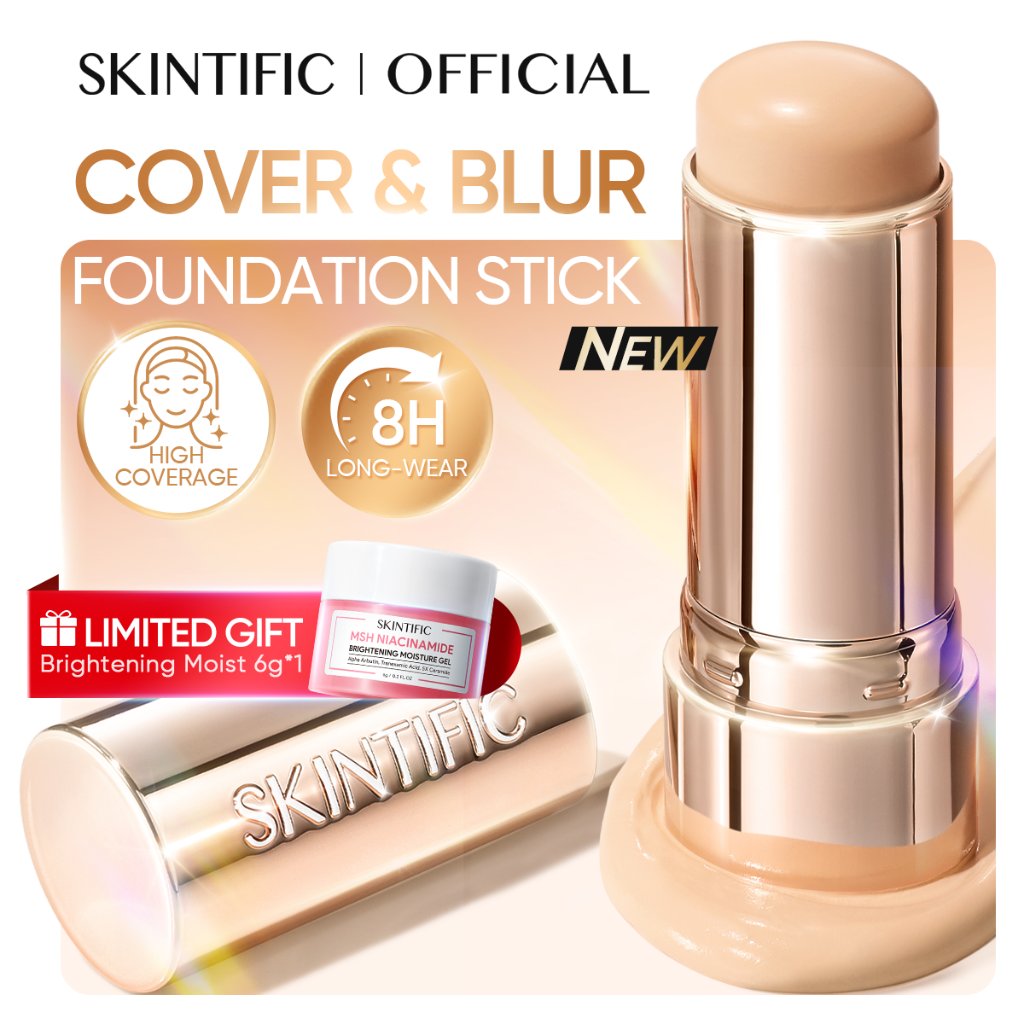 [NEW LACUNCH] SKINTIFIC - Cover Smooth Blurring Foundation Stick SKIN TINT STICK | Tahan Lama 8H STAY FLAWLESS SOFT MATTE FINISH Full Coverage Refill Cushion Concealer Highlighter Contour Blush SKINCARE-INFUSED Makeup