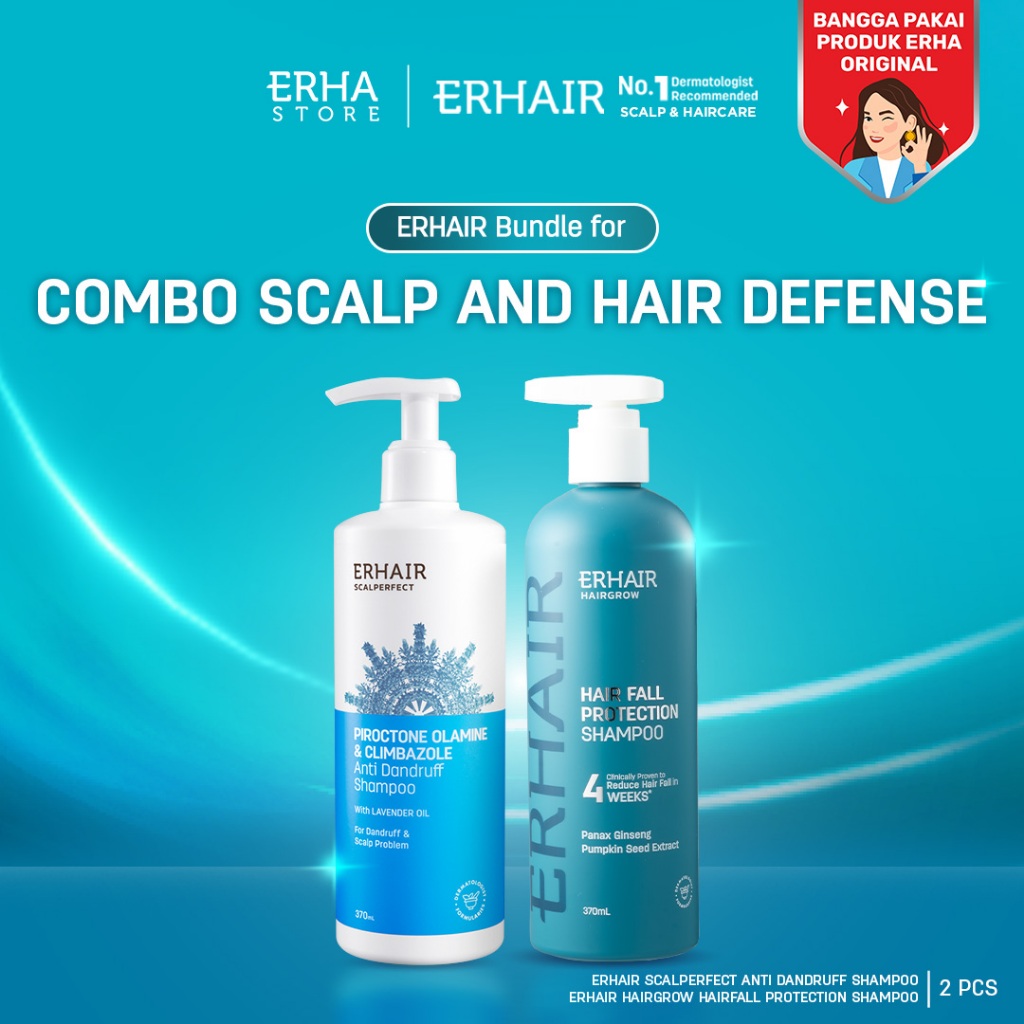 Erhair Combo Scalp and Hair Defense | Hairgrow & Anti Dandruff Shampoo 370ml