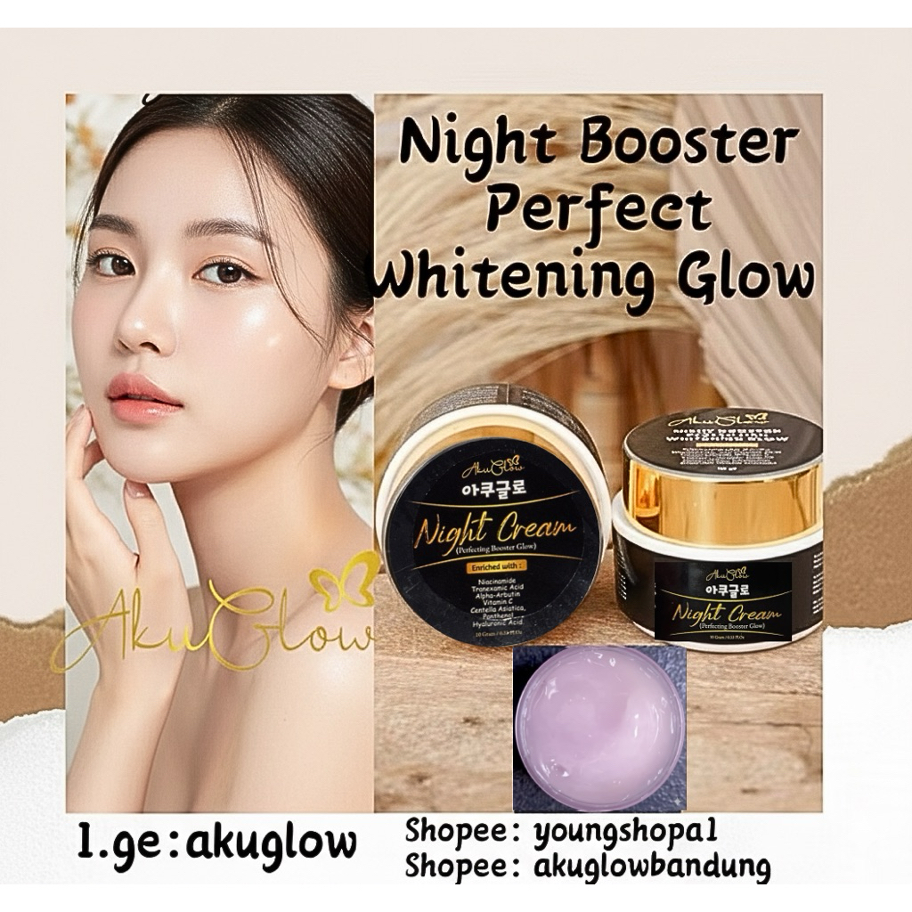Jual CREAM NIGHT BOOSTER PERFECTING WHITENING GLOW PEMUTIH WAJAH PERMANEN KRIM WHITENING GLOWING SKINCARE KOREA TREATMENT AKUGLOW AMPUH BPOM OBAT JERAWAT FLEK JELLY PELICIN WAJAH AKU GLOW | Shopee Indonesia