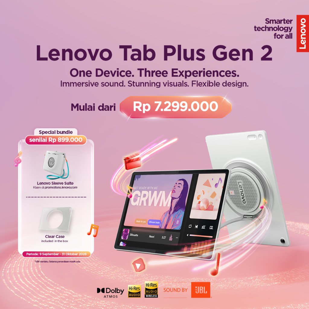Jual Lenovo Tab Plus Gen 2 - 12.1" 2.5K 120Hz - MediaTek Dimensity 7400 - 9 Speaker JBL Dolby Atmos - Tablet Android Garansi Resmi | Shopee Indonesia