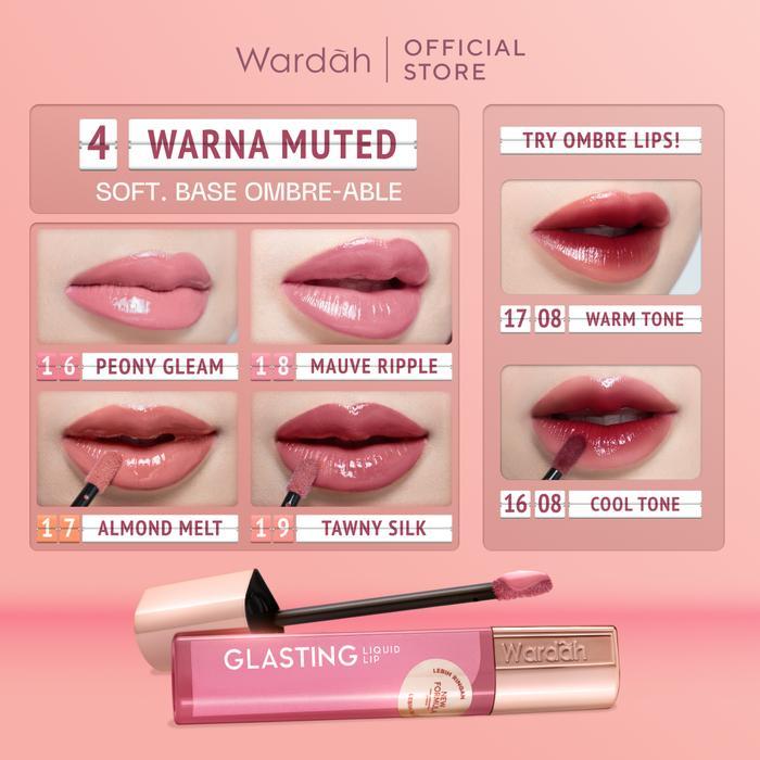 BEST SELLER WARDAH LIP CREAM GLOSSY GLASTING LIQUID LIP - HI-PIGMENTED GLASS COLOR, RINGAN, TIDAK