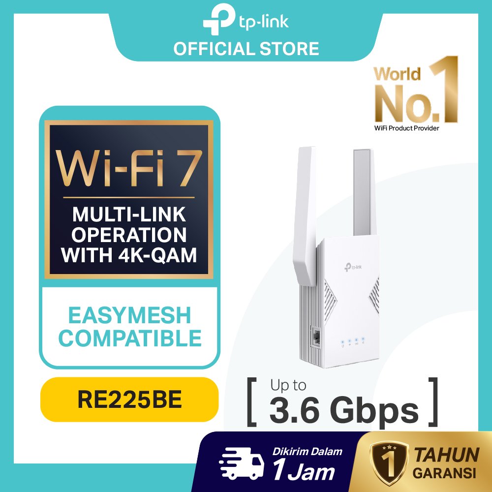 Jual TP-Link | RE225BE | Wifi Extender | Wifi Range Extender | Wi Fi Repeater | Penguat Sinyal Wifi | Wifi 7 Dual Band | Access Point | Sinyal Kuat Jangkauan Luas | Extend Wifi Rumah | Setup Mudah | Original | Garansi Resmi | Ready Stock | Baru | Promo |