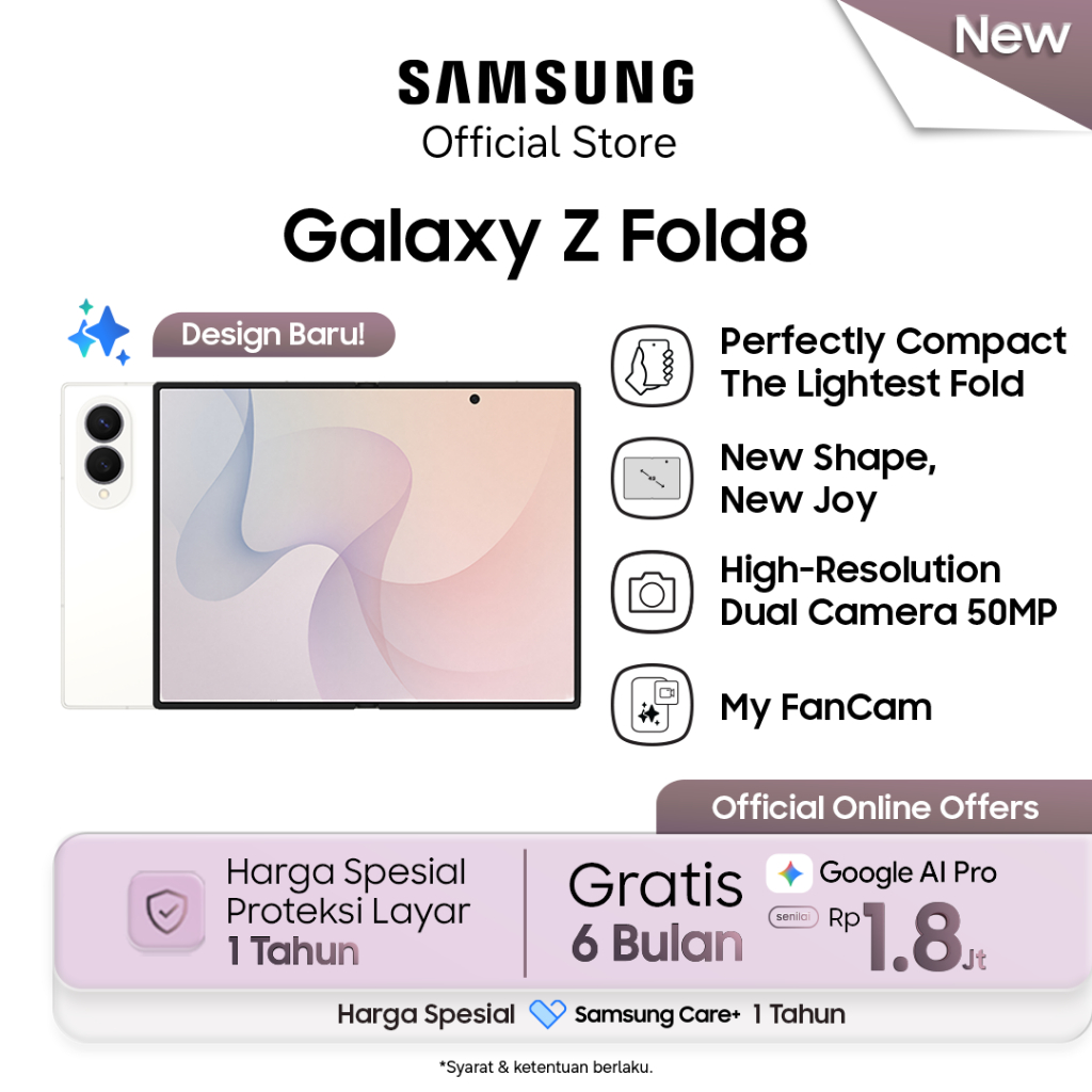 Samsung Galaxy Z Fold8 [16GB/1TB] - Cream | Hp AI | 4800mAh | Desain Terbaru