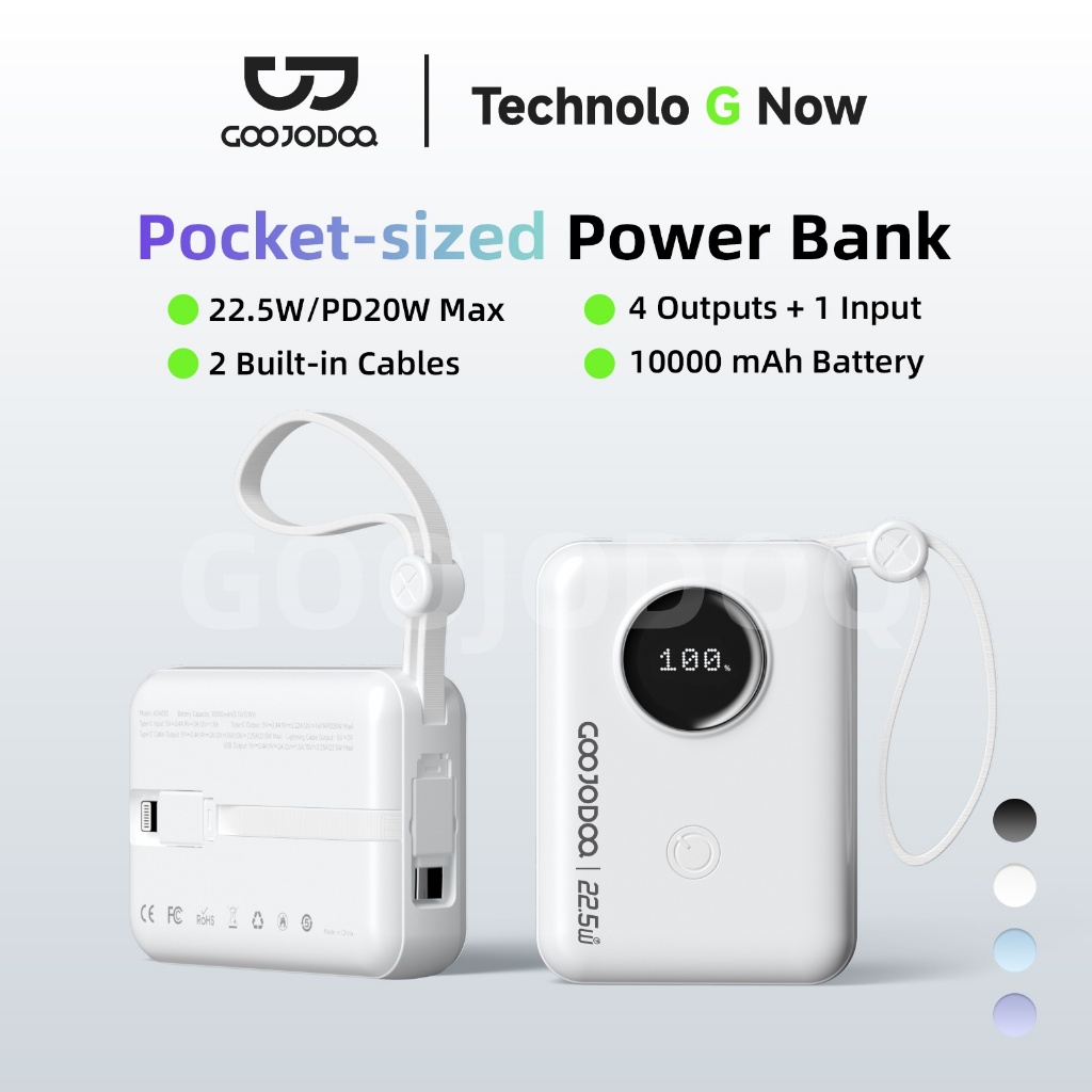 Jual Goojodoq Power Bank 10000mAh 22.5W Steker Lipat Dilengkapi Dengan Kabel Ganda Powerbank with LED Display | Shopee Indonesia