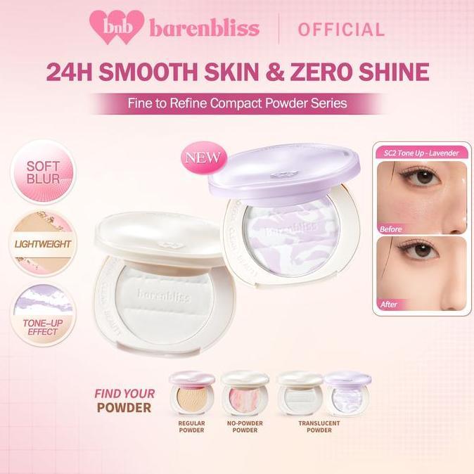 BEBAS ONGKIR - NEW UPGRADEBNB barenbliss Bloomatte Fine to Refine Compact Powder 6g | Instant Oil Control 24 Jam Menahan Minyak Bedak Tabur Bedak Padat Translusent Powder Kosmetik Ringan Tahan Lama Matte Finish Menghaluskan Pori Non-Clogging