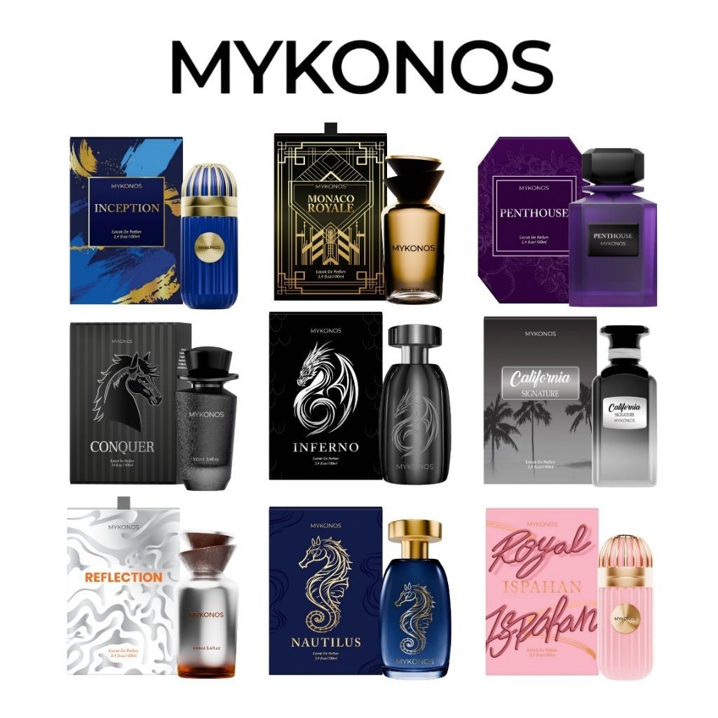 [SIAP KIRIM]Parfume Mykonos ORIGINAL SEGEL - inception ,Penthouse , Conquer ,Baby love , semua variant mykonos bnib