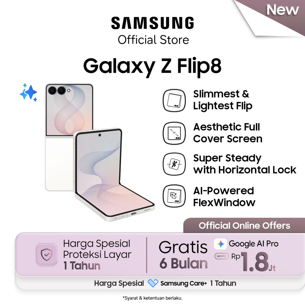 Jual Samsung Galaxy Z Flip8 [12GB/256GB] - Cream | Hp AI | Desain Lebih Tipis | FlexCam | Shopee Indonesia