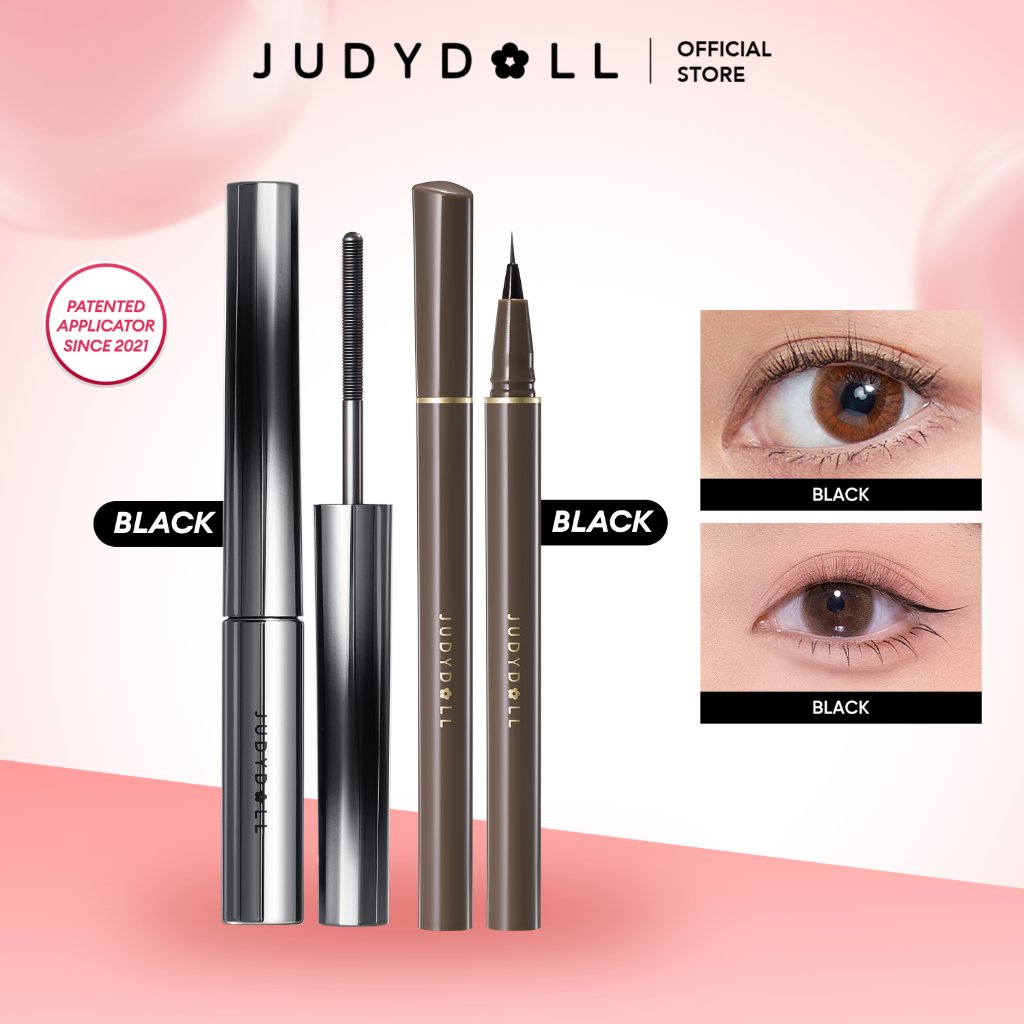 (BUNDLE) Judydoll Dramatis Eye Makeup Set - Iron Mascara dan Slim Liquid Eyeliner - Maskara Besi Eyeliner Hitam Waterproof Smudgeproof Superstay Tahan Lama 30 Jam Gampang untuk Pemula Douyin Eye Makeup