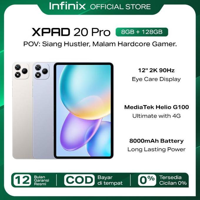Infinix XPAD 20 Pro 8/128GB - Mediatek G100 Ultimate - 12" 2K 90Hz - 8000 mAh - 4G LTE