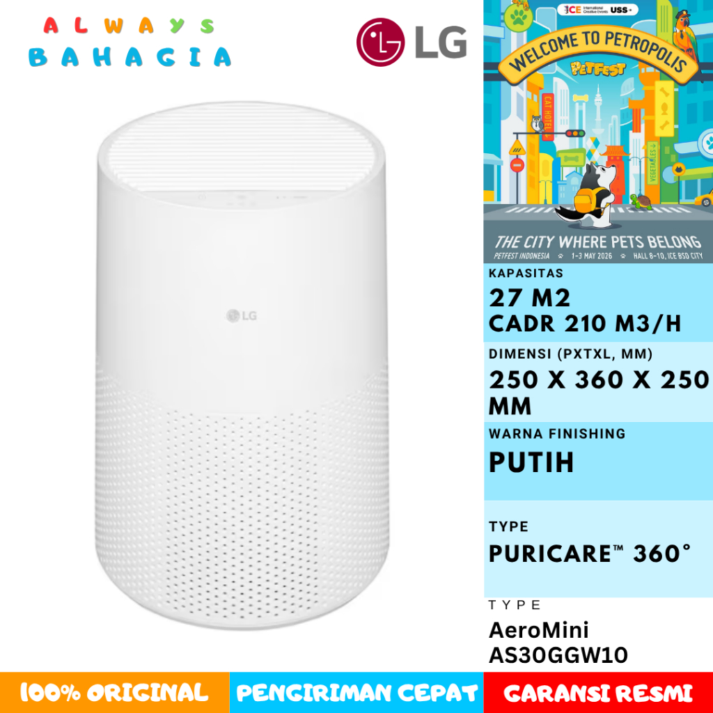 Jual LG AS30GGW10 Air Purifier AeroMini Powerful 360° Air Purification - Compact Space - Saving Design - Smart Care - ThinQ | Shopee Indonesia