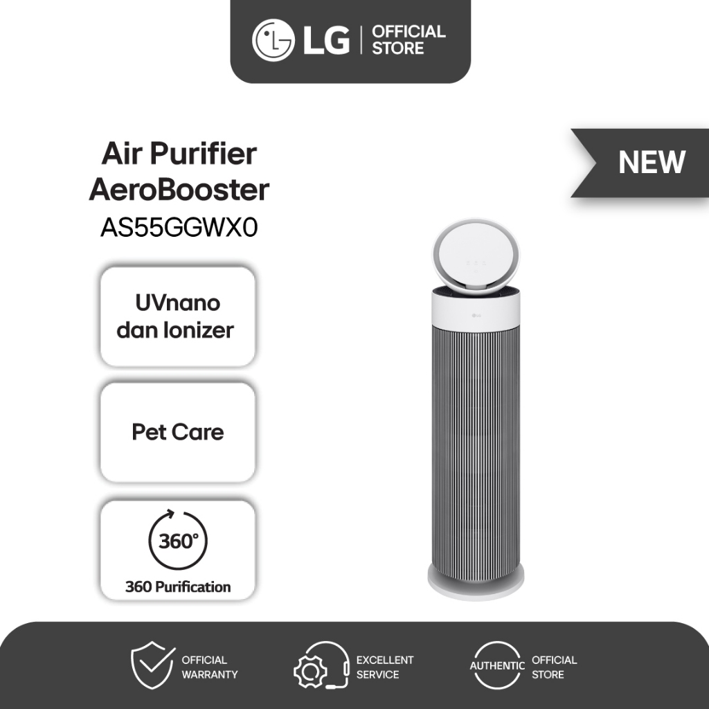 Jual LG Air Purifier Pembersih Udara Penyaring Udara Hepa Filter AeroBooster Low Watt Hemat Energi UVnano Anti Virus Anti Bakteri AS55GGWX0 | Shopee Indonesia