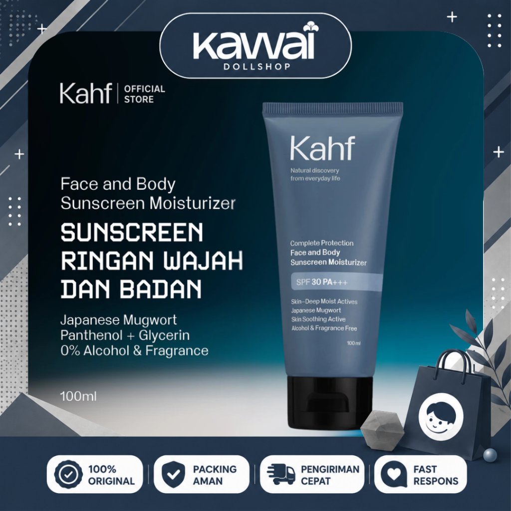 Kahf Complete Protection Face & Body Sunscreen Moisturizer 100 ml - Ringan di Wajah & Badan! Triple Protection, Cepat Meresap