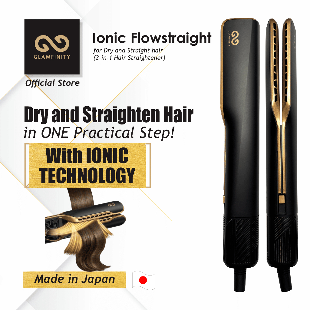 GLAMFINITY Ionic Flowstraight 2-in-1 Hair Straightener for Dry and Straight Hair dengan Ionic Technology