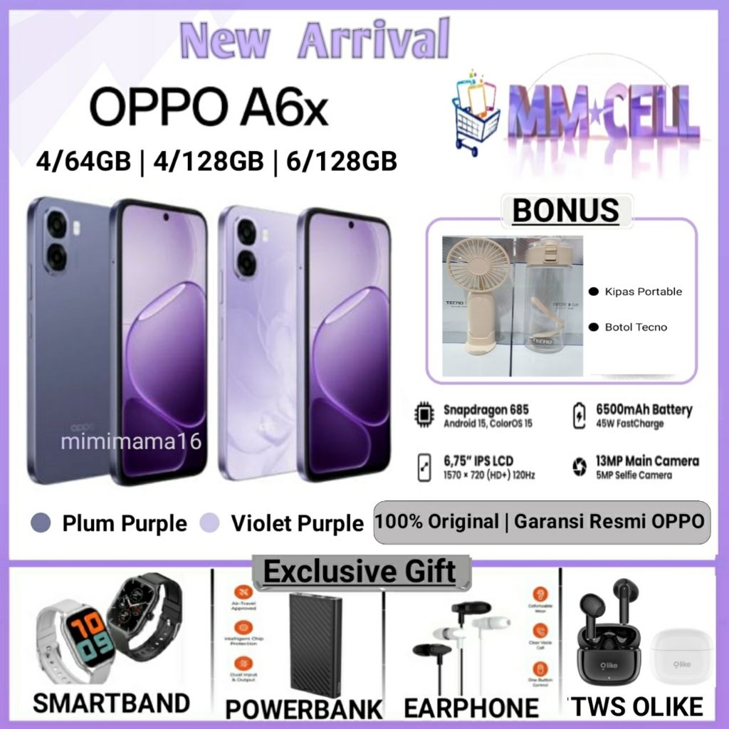 OPPO A6X 4GB/64GB | 4 GB/128 GB | 6/128 GB | A6 X 6GB/256GB GARANSI RESMI OPPO INDONESIA