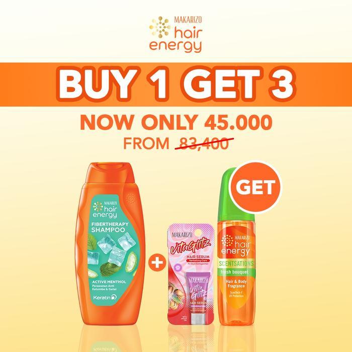 [BUY 1 GET 3] MAKARIZO HAIR ENERGY FIBERTHERAPY SHAMPOO ACTIVE MENTHOL 170ML PROMO + HAIR
