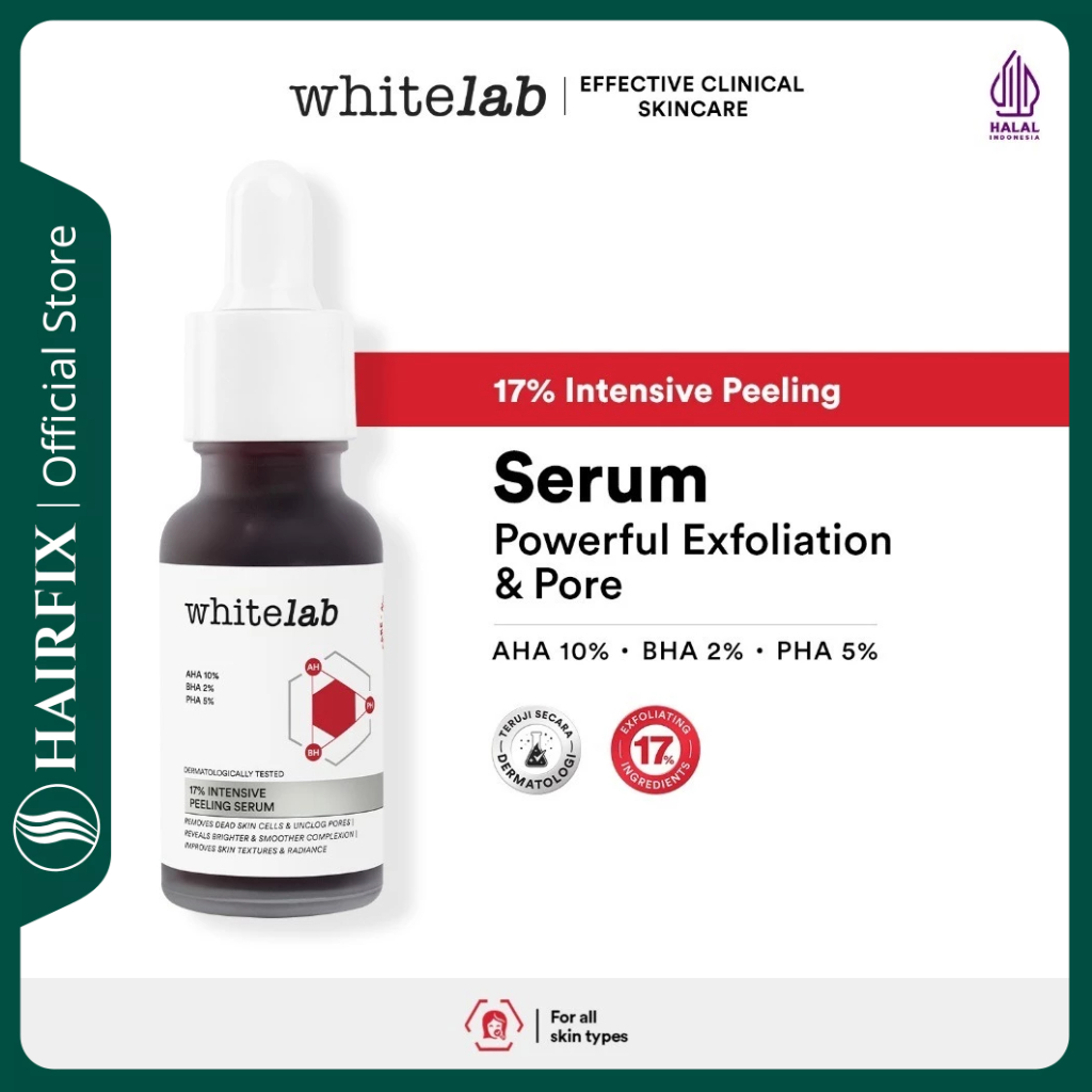 Whitelab 17% Intensive Peeling Serum 20ml | Serum Eksfoliasi AHA BHA PHA Mengangkat Sel Kulit Mati & Memperbaiki Tekstur Kulit