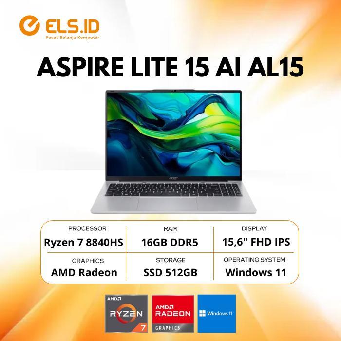 Acer Aspire Lite 15 AI AL15 61P AMD Ryzen 7 8840HS 16GB SSD 512GB 15.6" W11+OH2024+M365