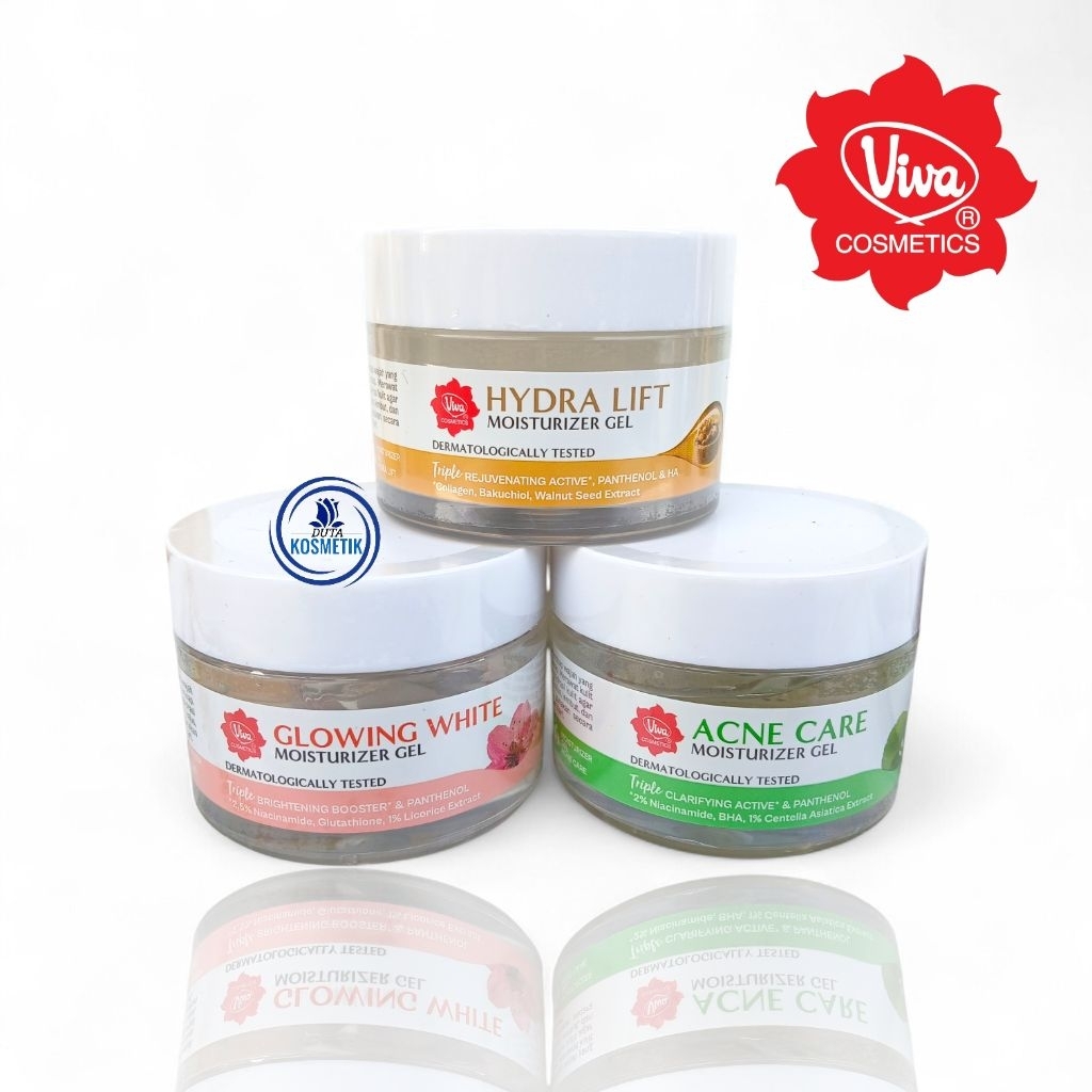 12 pcs | Viva Moisturizer Hydra Lift Moisturizer Gel, Glowing White Moisturizer Gel, Acne Care Moisturizer Gel - Produk Perawatan Kulit