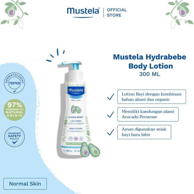 Mustela Hydrabebe Body lotion 300 ml - Lotion Bayi (TERBAIK) (TERBARU) (TERMURAH)