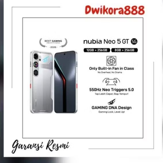 NUBIA NEO 5 GT 5G RAM 8/256 GARANSI RESMI NUBIA 1 TAHUN