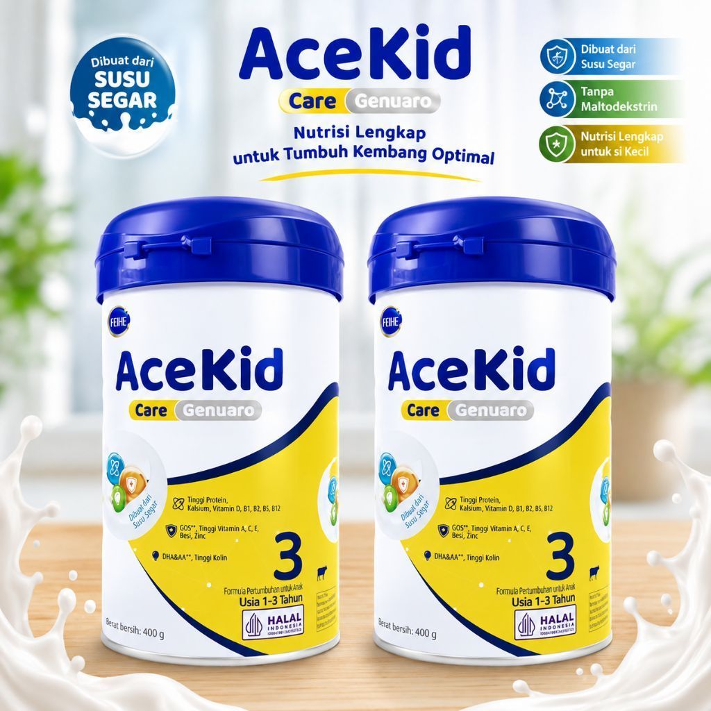 2 KALENG SUSU FORMULA ACEKID CARE STAGE 3 (1-3 TAHUN KE ATAS) 400GR