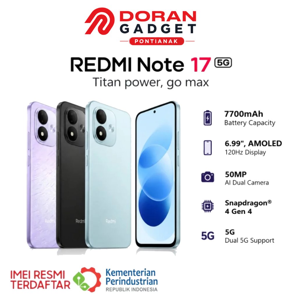 Xiaomi Redmi Note 17 5G 6/128GB 8/256GB RAM 6GB 8GB ROM 128GB 256GB - Garansi Resmi 1 Tahun