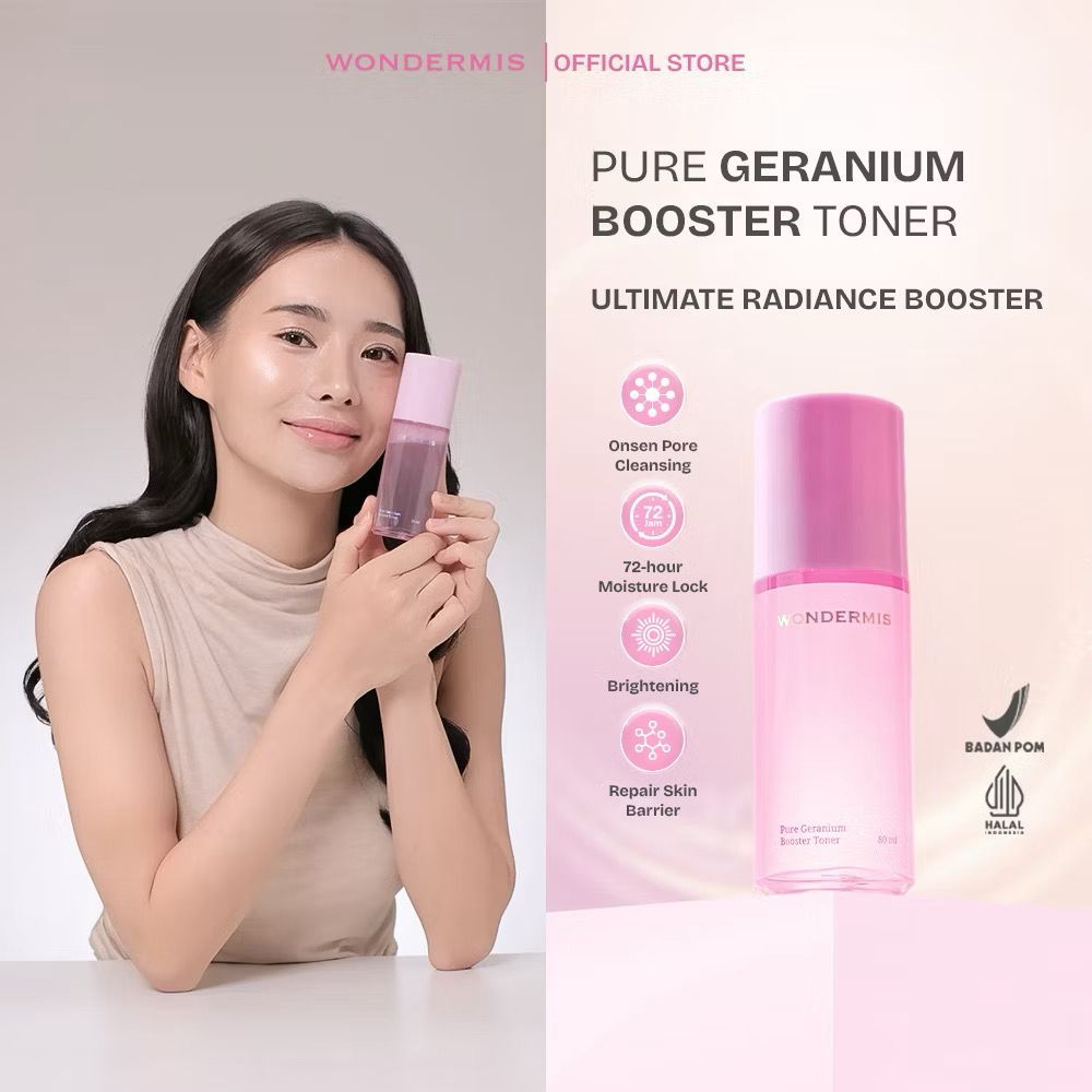 WONDERMIS Pure Geranium Booster Toner 80 ml Wonder Mis Essence Pelembab Melembabkan Calming Brightening Soothing Glowing Niacinamide Skin Barrier Untuk Semua Jenis Kulit Sensitif Hyaluronic Acid
