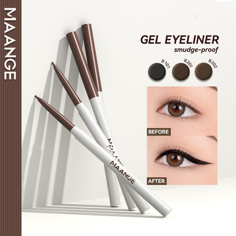 MAANGE Eyeliner Gel Waterproof Tekstur Lembut, Aplikasi Halus & Tahan Air Eyeliner Pen MG-E07