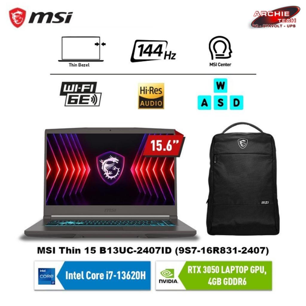 MSI Thin 15 B13UC-2407ID Core i7 13620H 16GB 512GB 3050 W11 Home Cosmos Gray