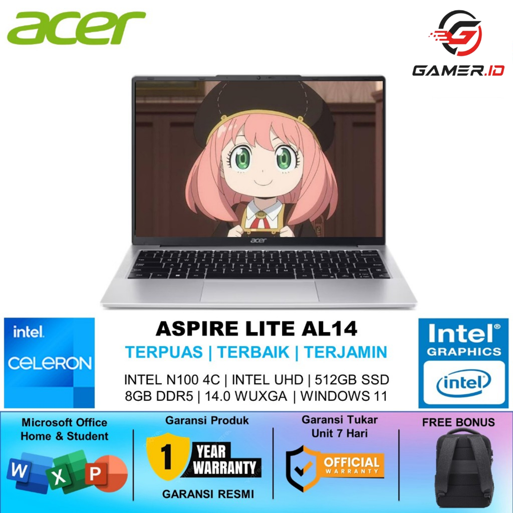 [PAYDAY] LAPTOP ACER ASPIRE LITE 14 INTEL N100 8GB RAM 512GB SSD WINDOWS 11 OHS