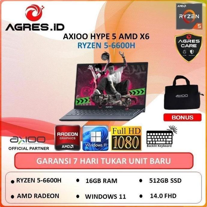 LAPTOP AXIOO HYPE 5 AMD X6 RYZEN 5-6600H 16GB 512GB w11 14" fhd IPS BLIT