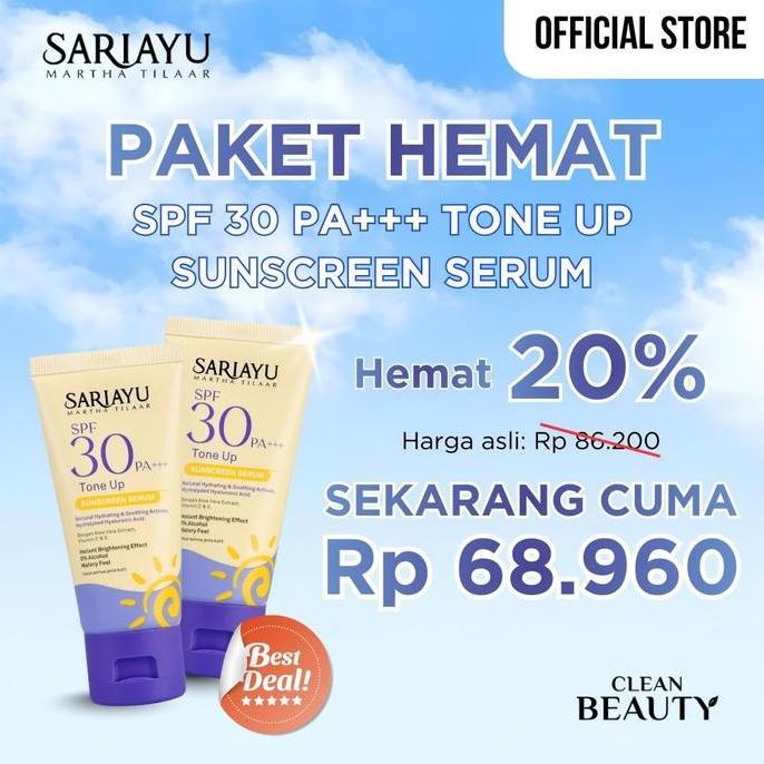 [2 PCS] Sariayu SPF 30 PA+++ Tone Up Sunscreen Serum 30 ml