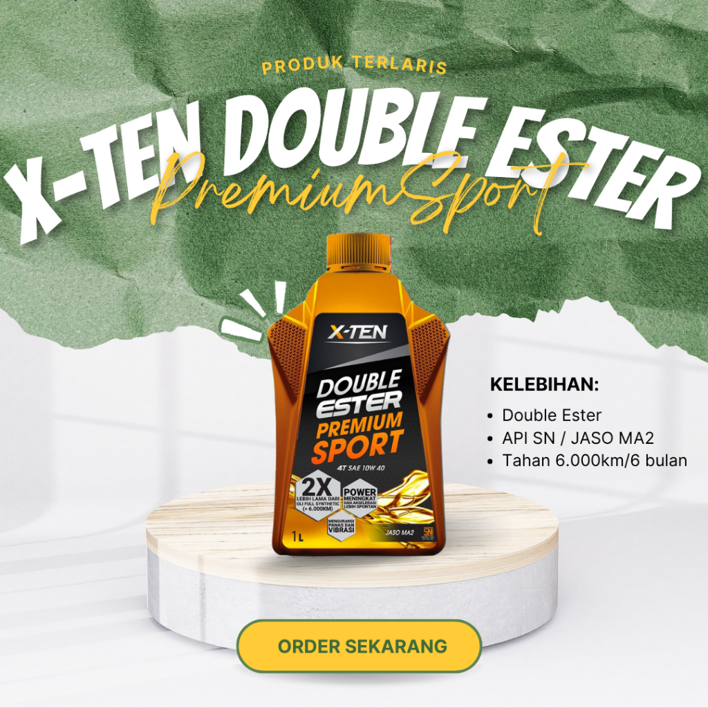 Jual Oli XTEN Double Ester Premium Sport 10W-40 API SN JASO MA2 ESTER 1 Liter Original | Shopee Indonesia