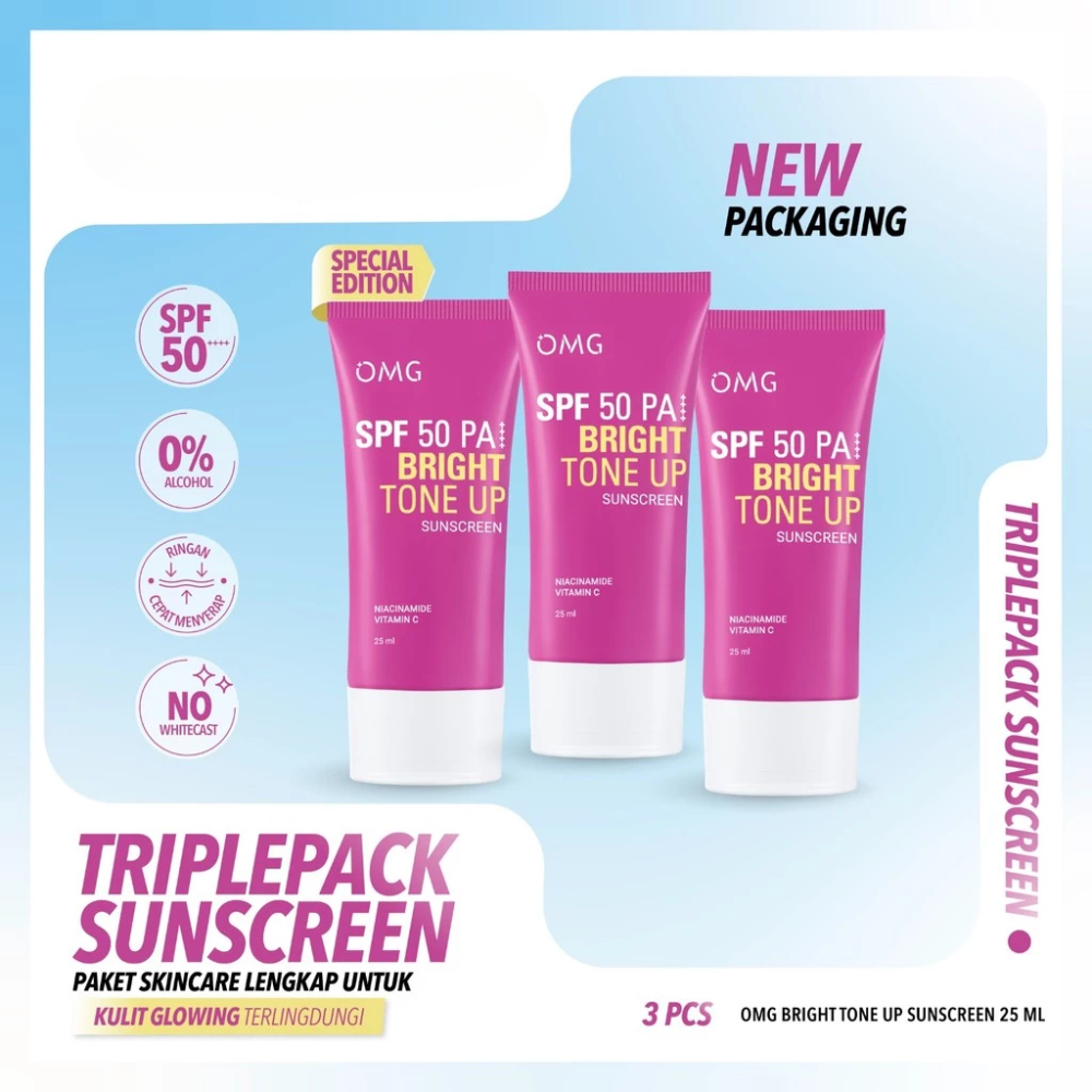 [ISI 3] OMG Oh My Glow Bright Tone Up UV Barrier Sunscreen SPF 50 PA++ - 25ml