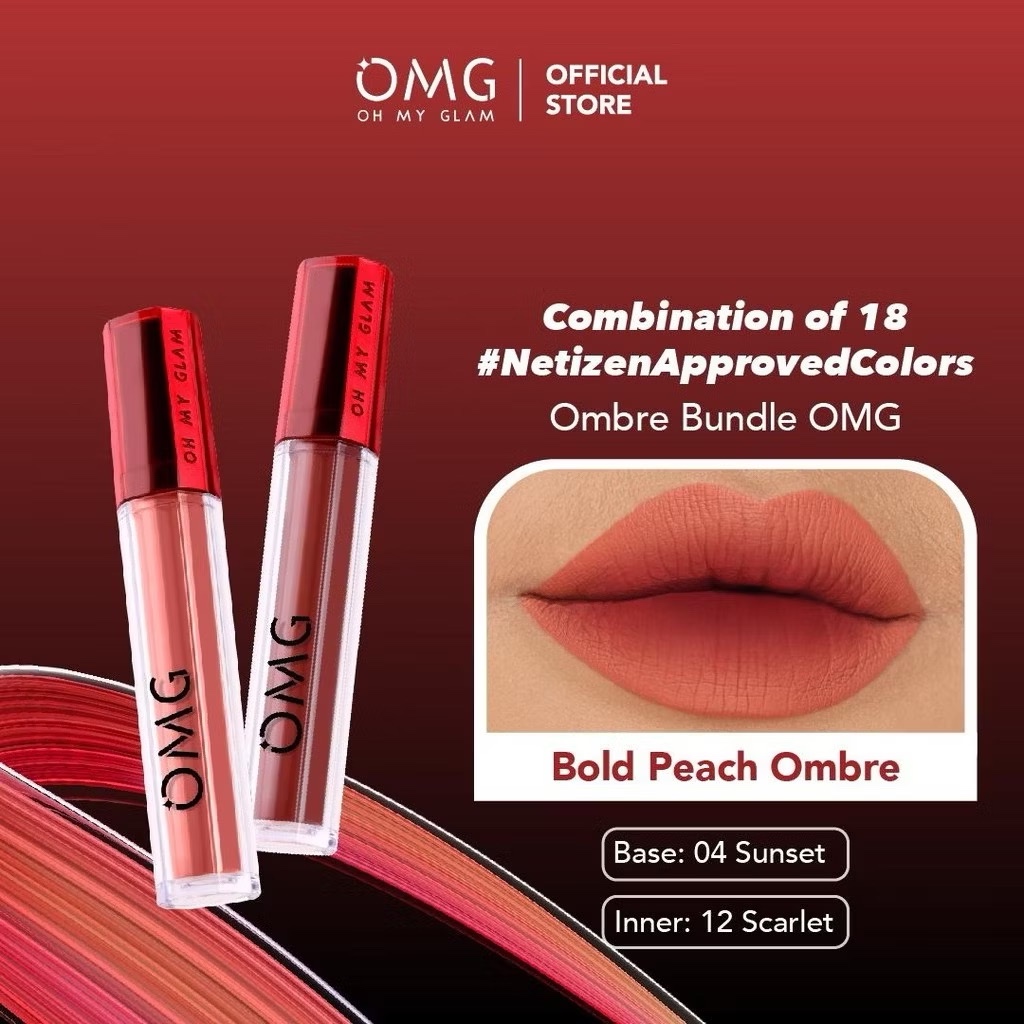Jual [BUNDLING] OMG Oh My Glam Mattelast Lip Cream 04 Sunset + 12 Scarlett Ombre Package | Paket 3.5g | Shopee Indonesia