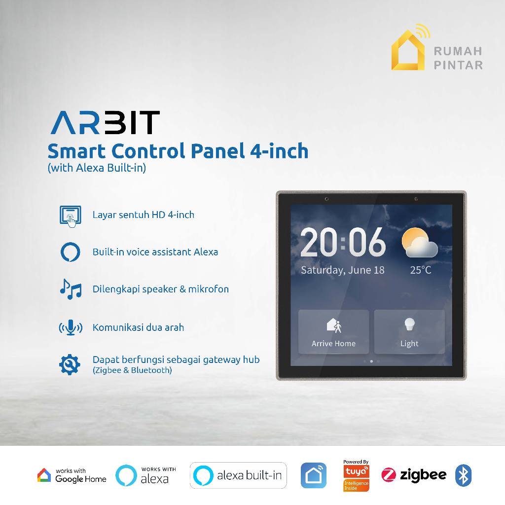 ARBIT Smart Home Control Panel 4 inch with Voice Assistant Alexa built in Tuya Gateway Hub