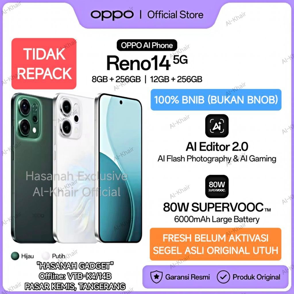 Jual [NEW] OPPO Reno14 5G 12/256 8/256 GB GARANSI RESMI FRESH ORIGINAL SEGEL BUKAN REPACK (OPPO Reno 14 5G RAM 8GB - 12GB + 256GB) | Shopee Indonesia