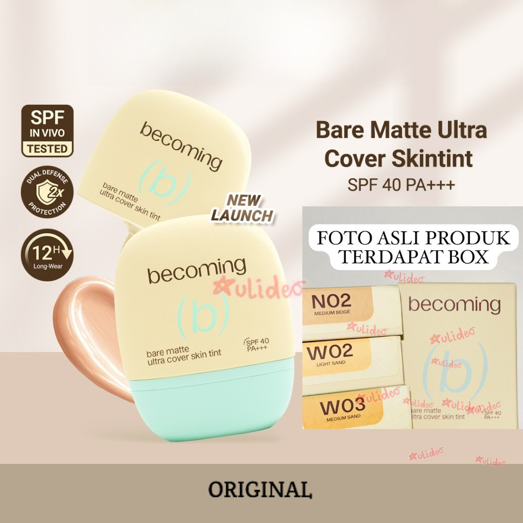 [] becoming Bare Matte Ultra Cover Skin Tint 30gr SPF 40 PA+++ Buildable Medium Semi-Matte