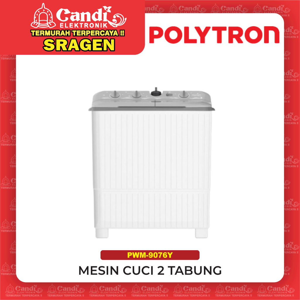 POLYTRON Mesin Cuci 2 Tabung 9Kg - PWM-9076Y