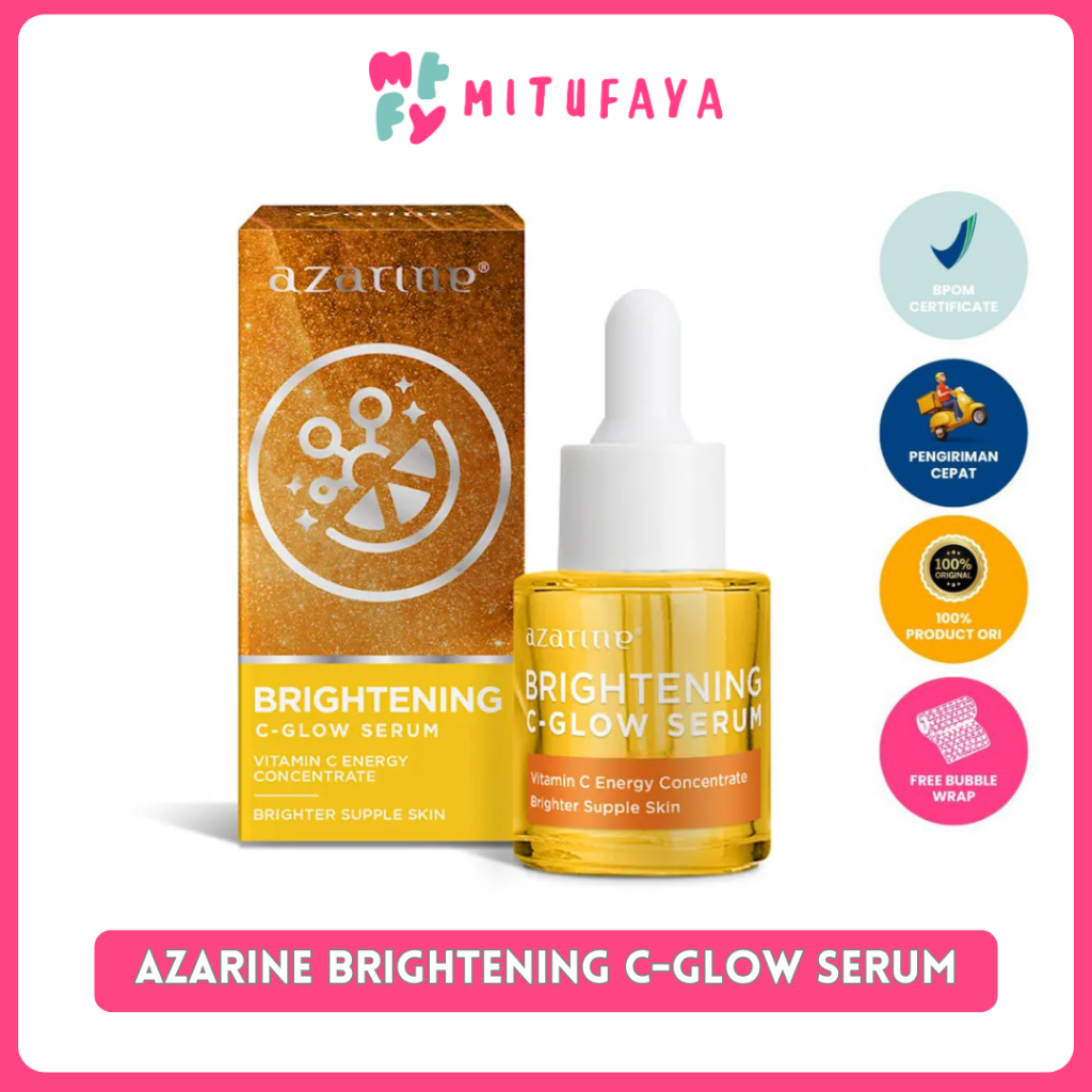 [ MITUFAYA ] AZARINE Brightening C-Glow Serum 20ml l Serum Pencerah Wajah Kusam Noda Hitam dan Bintik Hitam - Atasi Kulit Lelah dan Anti Penuaan Dini l 100% ORIGINAL
