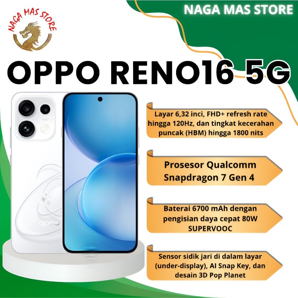 OPPO RENO16 5G 8GB/256GB & 12GB/256GB (GARANSI RESMI)