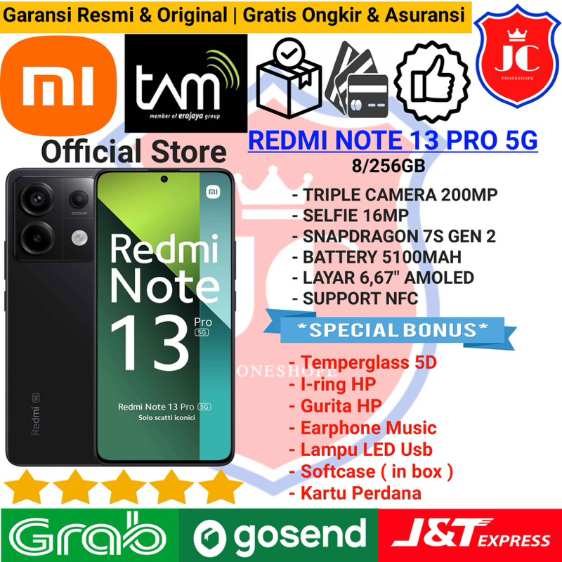 XIAOMI REDMI NOTE 13 PRO 5G RAM 8/256GB 12/512GB GARANSI RESMI TAM XIAOMI INDONESIA