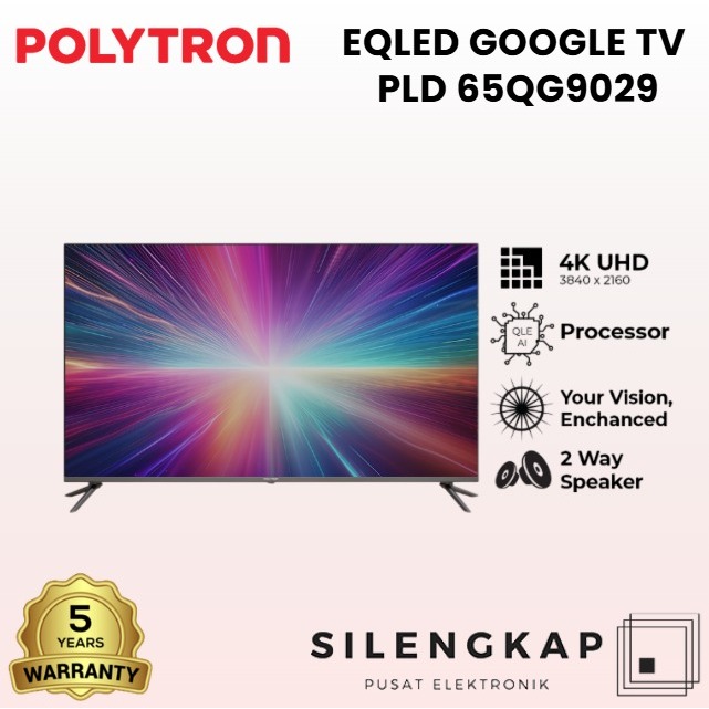 POLYTRON Smart Google TV Cinemax EQLED 65 Inch PLD 65QG9029 Garansi Resmi
