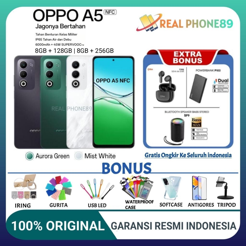Jual OPPO A5 NFC RAM 8GB + 128GB | 8GB + 256GB GARANSI RESMI OPPO INDONESIA | Shopee Indonesia