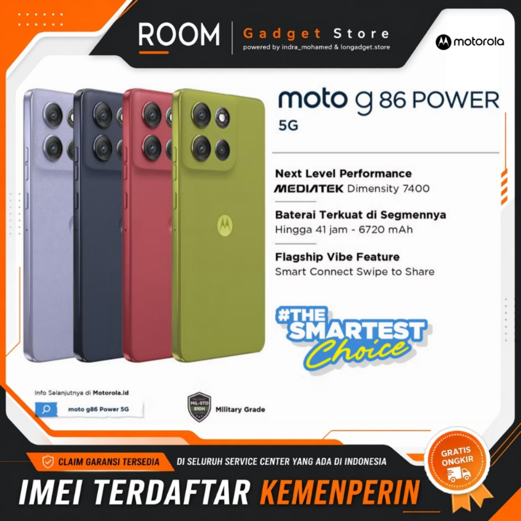 Motorola Moto G86 Power 5G 8/256GB Garansi Resmi Motorola Indonesia Original