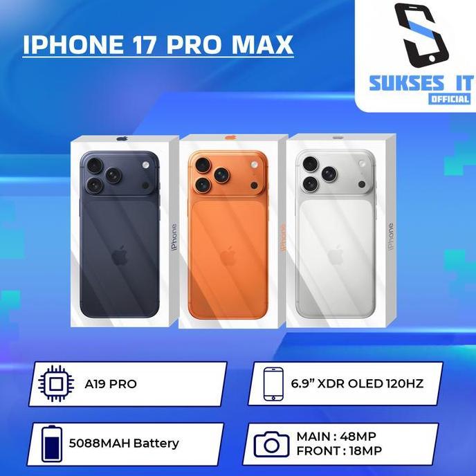 Bestseller- [ TP ]  IPHONE 17 PRO MAX 256B GARANSI RESMI INDONESIA | A19 PRO CHIP | IOS 26 | TRIPLE KAMERA 48MP | 6.9" INCH SUPER RETINA XDR OLED 120Hz
