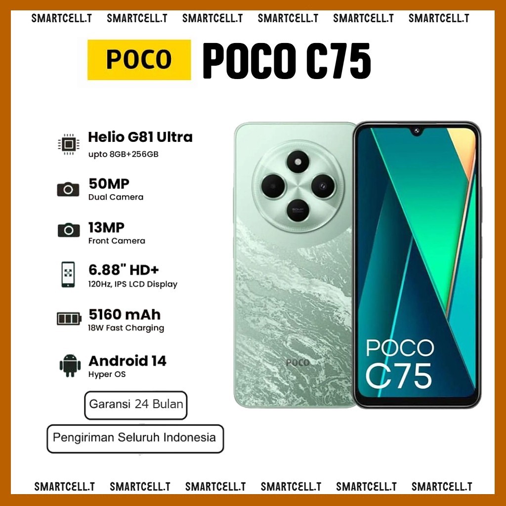 PROMO HEBAT ~POCO C75 8/256gb NFC Versi Baru Ori resmi fullset5160 mAh | 6.88 inch | 52MP